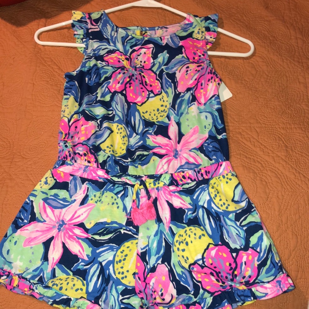 Lilly Pulitzer youth romper cap ruffle sleeve